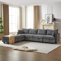 113.5'' Modular Sectiona Corduroy Sofa, Sectional Couches for Living