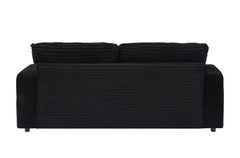 82 inches black corduroy sofa, two storage feet +4 throw pillows,