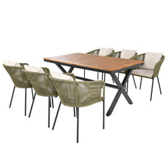 7 Pieces Patio Dining Set, All-Weather Outdoor Furniture Set with