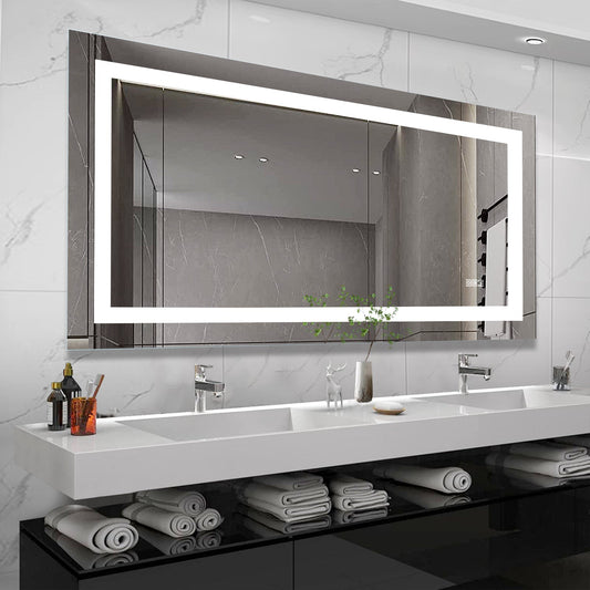 LED Bathroom Mirror 72x36  Inch with lights, anti-Fog & Dimming Led