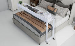 AOOU Overbed Table with Wheels, Queen/Full Size Over Bed Table, Mobile Computer Desk Laptop Cart, Dining Bar Table or Laptop