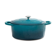 Crock Pot Artisan 5 Quart Round Enameled Cast Iron Dutch Oven in Teal