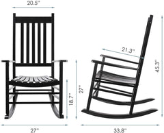 Wooden Patio Rocking Chair with High Back for Outdoor Indoor Garden Balcony,Porch Rocker