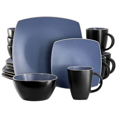 Gibson Soho Lounge 16 Piece Square Stoneware Dinnerware Set in Matte