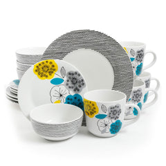 Gibson Home Marigold 16 Piece Fine Ceramic Dinnerware Set, Service for