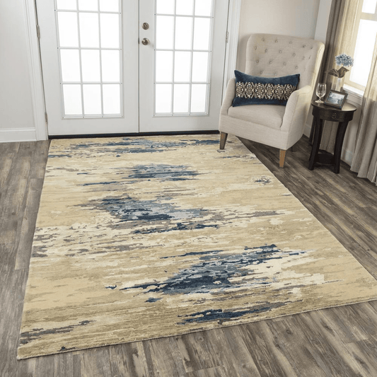 Hand Knotted Cut Pile Wool/ Viscose Rug, 10' x 14'