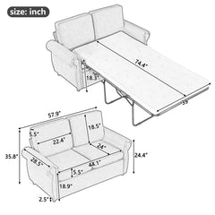 57.9" Pull Out Sofa Bed  Loveseat Sleeper with Twin Size Memory