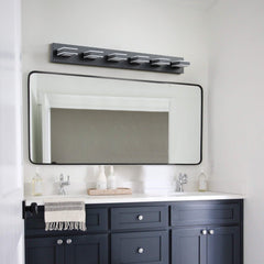 LED Modern Black Vanity Lights, 6-Lights Acrylic Matte Black Bathroom