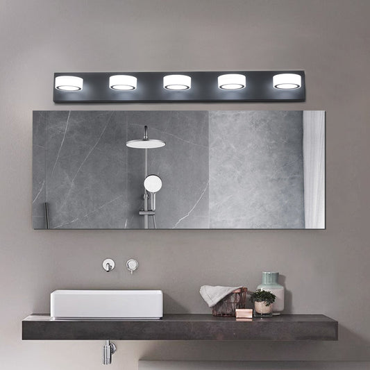 LED Modern Black 5-Light Vanity Lights Fixtures Over Mirror Bath Wall