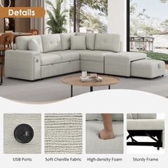 86.6" Sectional Sofa L-shaped Sofa Couch Pull-out Sofa Bed with a