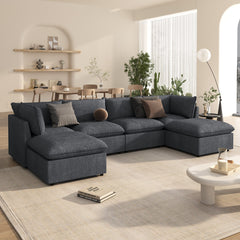 Modern Large U-Shape Sectional Sofa, 2 Large Chaise with Removable