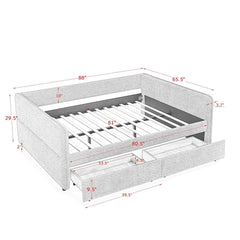 Daybed with Trundle Upholstered Tufted Sofa Bed, with Two Drawers,
