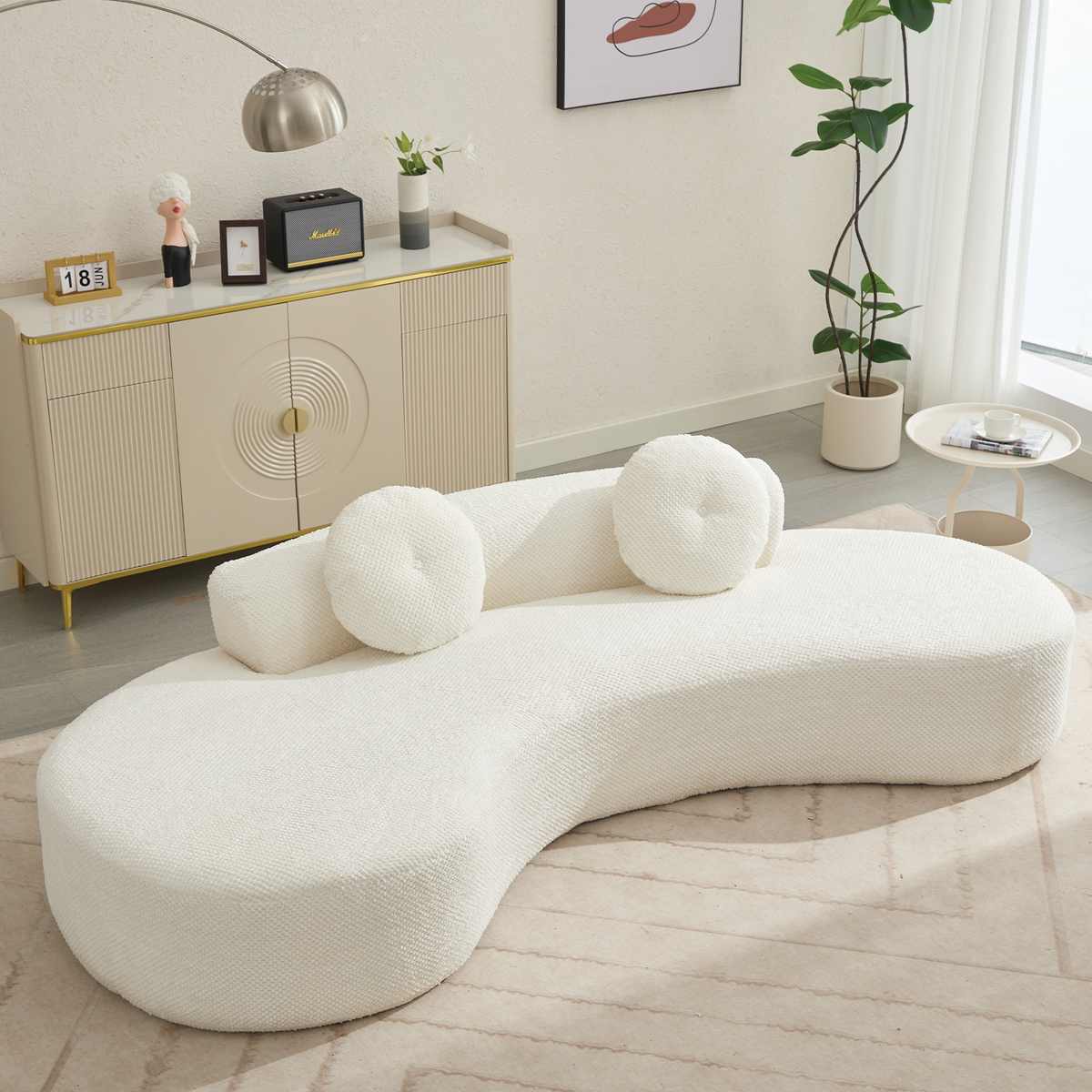 105.5''Curved Sofa, Modern Minimalist Sofa, Cloud Couch Sofa 3-4