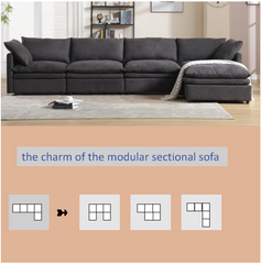 Modern U-shaped Sectional Sofa ,5-seat Upholstered  Sofa