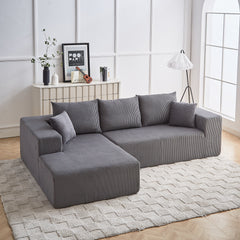 Modern Corduroy Upholstered Sectional Sofa Couch Set,Modular 108" L