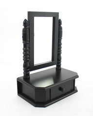 8.5 x 14 x 20 Black Traditional Drawer  Table Mirror