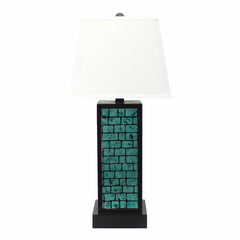 13 x 15 x 30.75 Black Metal With Teal Brick Pattern - Table Lamp