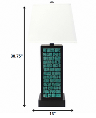 13 x 15 x 30.75 Black Metal With Teal Brick Pattern - Table Lamp