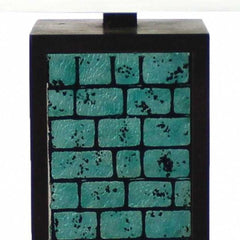 13 x 15 x 30.75 Black Metal With Teal Brick Pattern - Table Lamp