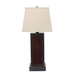 13 x 15 x 30.75 Burgundy Metal Brick Pattern - Table Lamp