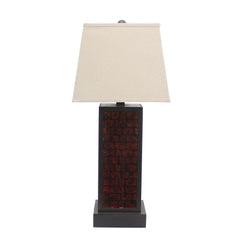 13 x 15 x 30.75 Burgundy Metal Brick Pattern - Table Lamp