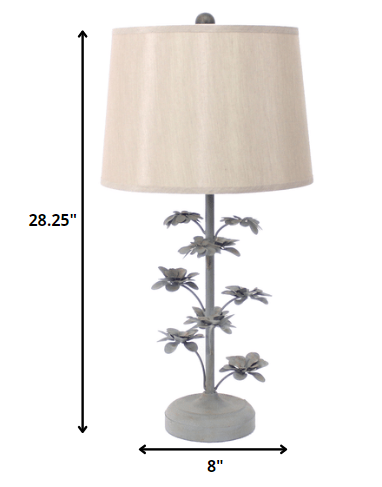 8 x 12 x 28 Gray Rustic Flowering Tree - Table Lamp