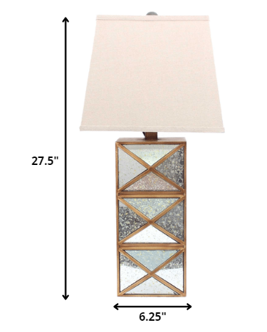 6.25 x 6.75 x 27.5 Gold Modern Illusionary Mirrored Base - Table Lamp