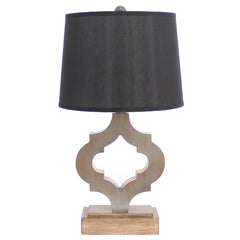 12 x 14 x 25.25 Black Traditional Wooden Linen Shade - Table Lamp