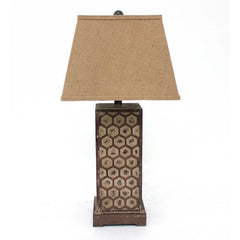 7 x 7 x 28.5 Brown Industrial With Honeycombed Metal Base - Table Lamp