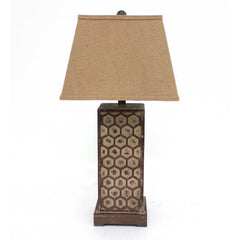 7 x 7 x 28.5 Brown Industrial With Honeycombed Metal Base - Table Lamp