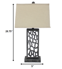 5 x 8 x 28.75 Silver Metal With Multi Mini Grotto Pattern - Table Lamp