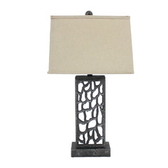 5 x 8 x 28.75 Silver Metal With Multi Mini Grotto Pattern - Table Lamp