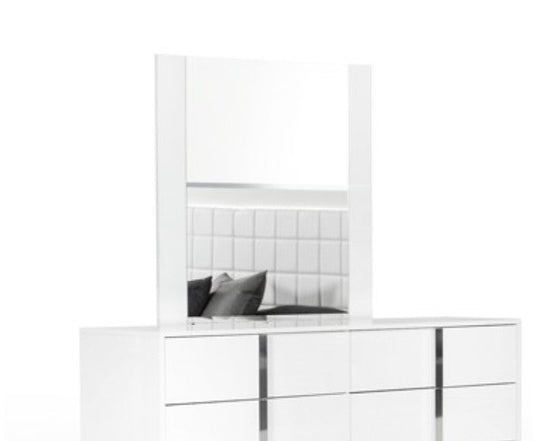 41inches White MDF  Glass  and Veneer Mirror