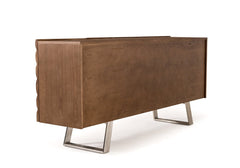 34inches Walnut Wood  Veneer  and Steel Buffet