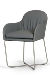 34inches Grey Leatherette and Steel Dining Chair