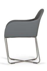 34inches Grey Leatherette and Steel Dining Chair