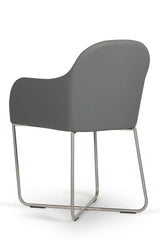 34inches Grey Leatherette and Steel Dining Chair