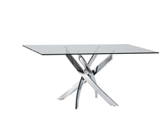 30inches Glass and Steel Rectangular Dining Table