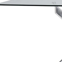 30inches Glass and Steel Rectangular Dining Table