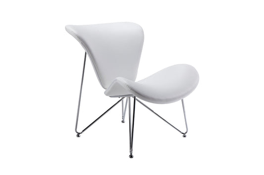 34inches White Fabric  Polyester  and Metal Accent Chair