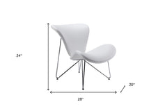 34inches White Fabric  Polyester  and Metal Accent Chair