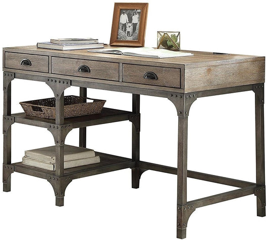 47inches X 24inches X 29inches Weathered Oak And Antique Silver Desk