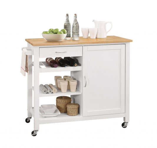 47inches X 18inches X 34inches Natural And White Kitchen Island