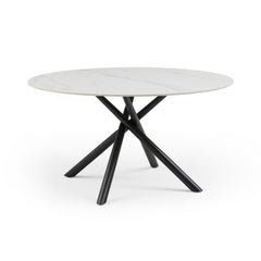 53.15" Modern Round Dining Table White Sintered Stone Tabletop with