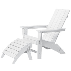 HDPE Folding 2 Adirondack Bench Lounge Chairs with Footrest &Table Outdoor Patio