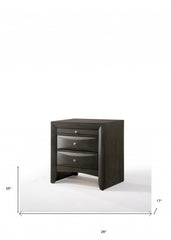 26inches X 17inches X 25inches Gray Oak Rubber Wood Nightstand