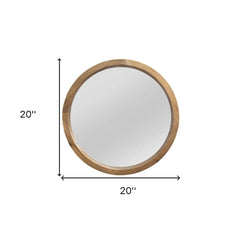 20inches Chic Round Wood Framed Wall Mirror