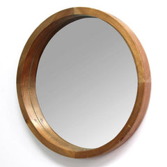 20inches Chic Round Wood Framed Wall Mirror