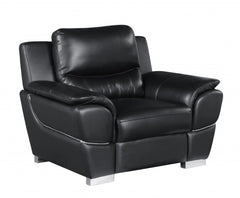 37inches Chic Black Leather Sofa