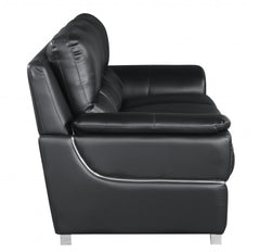 37inches Chic Black Leather Sofa